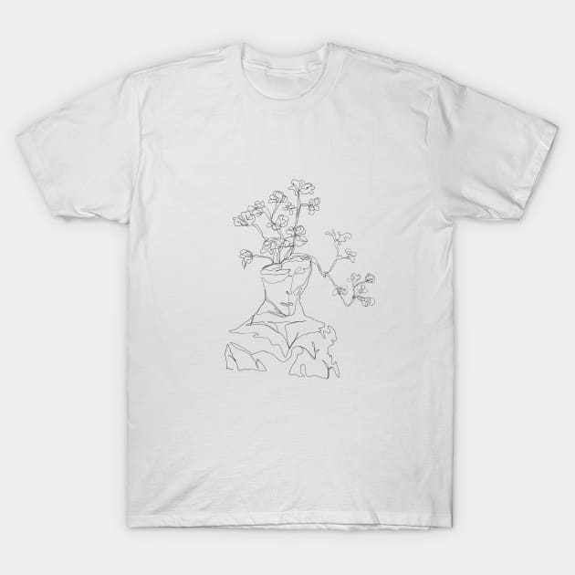 A man statue with flowers growing T-Shirt by Verde Verones